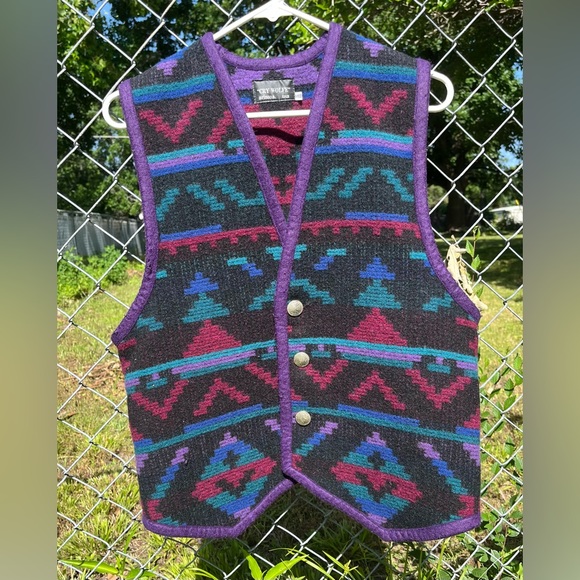 Vintage Cry Wolfe Arizona Wool Vest Size Medium Indian Head Nickel Buttons - Picture 1 of 6